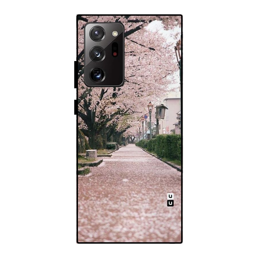 Street In Pink Flowers Metal Back Case for Galaxy Note 20 Ultra