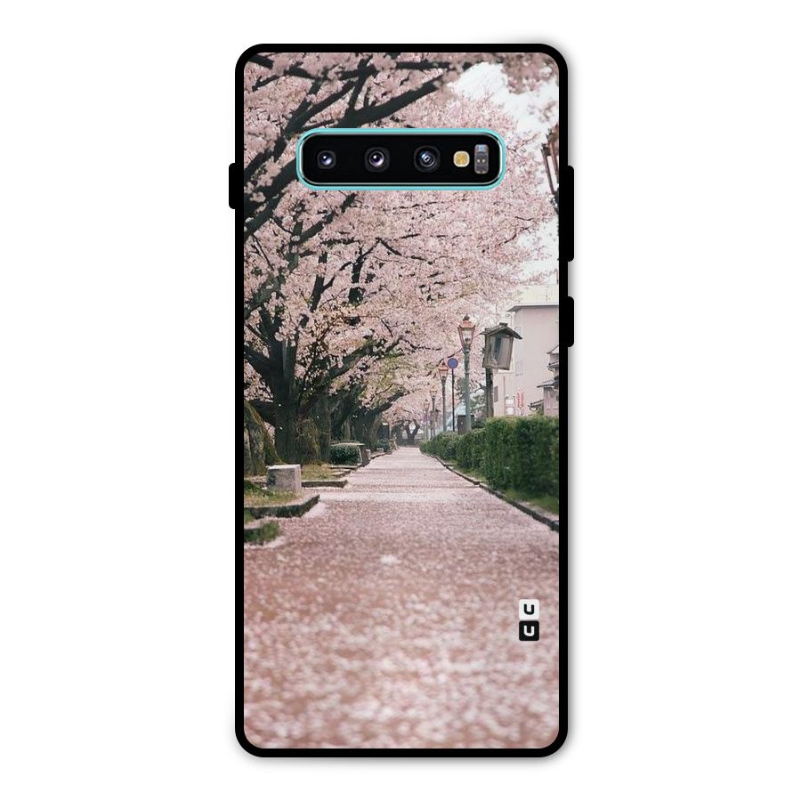 Street In Pink Flowers Metal Back Case for Galaxy S10 Plus