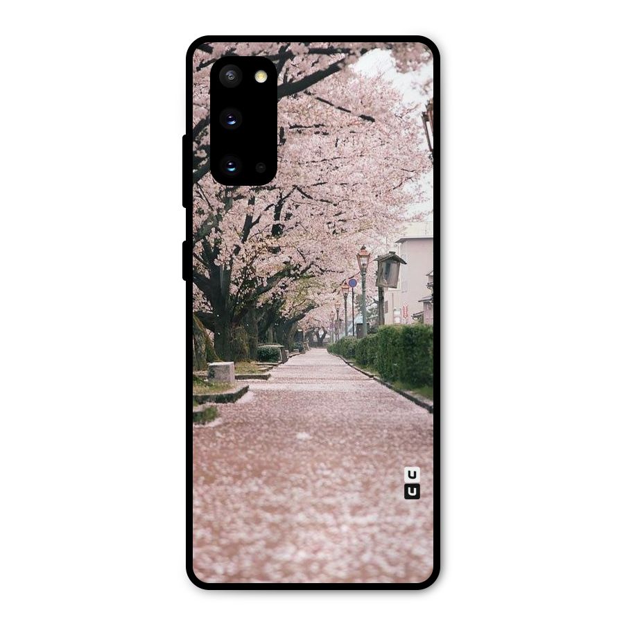 Street In Pink Flowers Metal Back Case for Galaxy S20