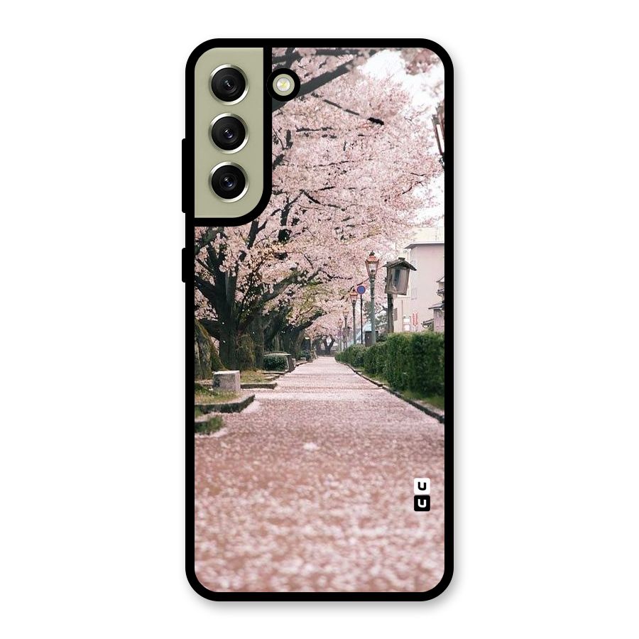 Street In Pink Flowers Metal Back Case for Galaxy S21 FE 5G (2023)