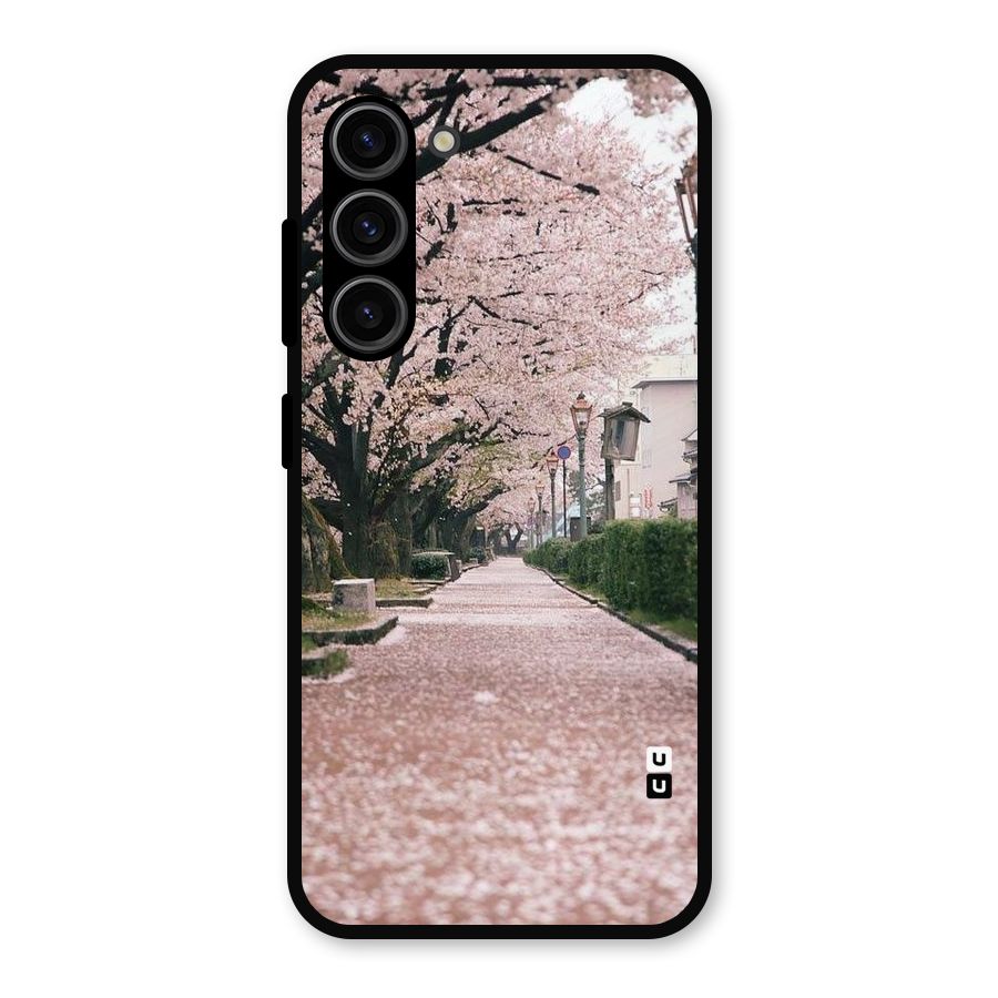 Street In Pink Flowers Metal Back Case for Galaxy S23