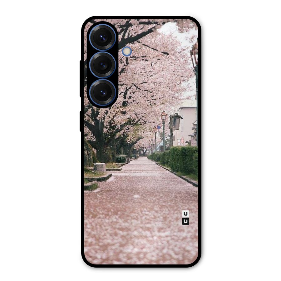 Street In Pink Flowers Metal Back Case for Galaxy S25