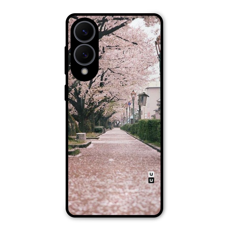 Street In Pink Flowers Metal Back Case for Galaxy S25 Edge