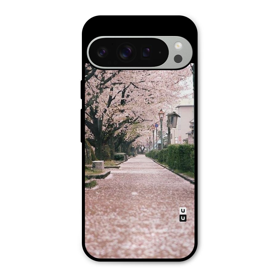 Street In Pink Flowers Metal Back Case for Google Pixel 9 Pro XL