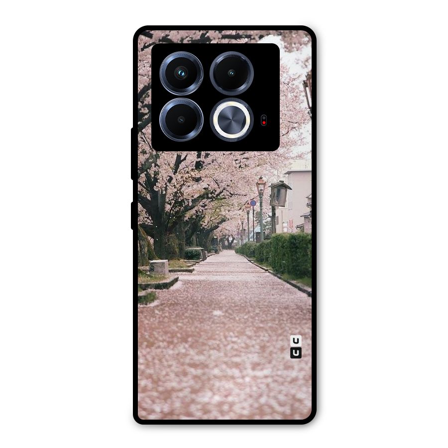 Street In Pink Flowers Metal Back Case for Infinix Note 40 5G