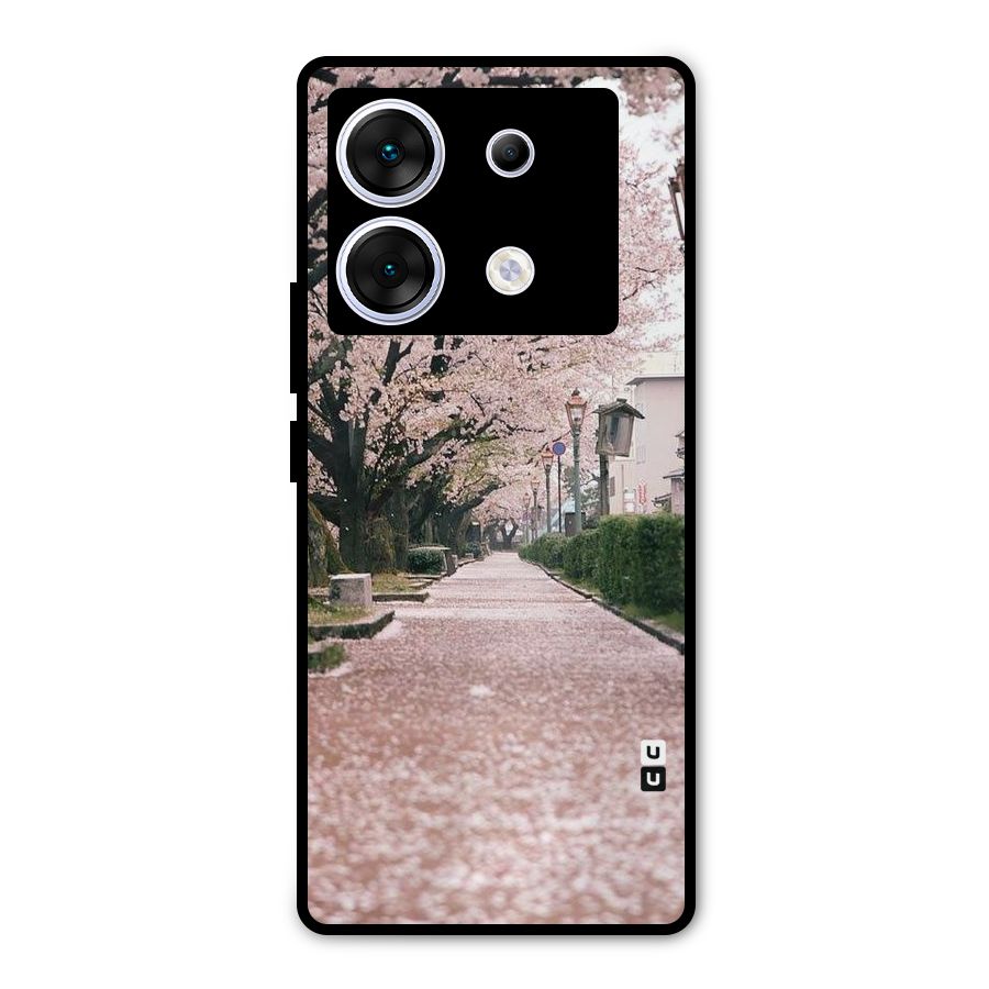 Street In Pink Flowers Metal Back Case for Infinix Zero 30 5G