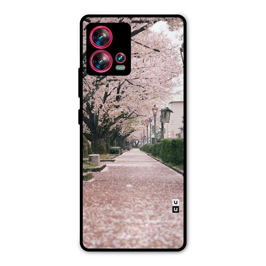 Street In Pink Flowers Metal Back Case for Motorola Edge 30 Fusion
