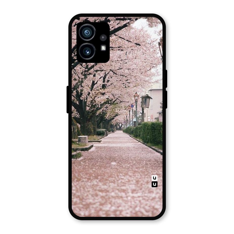 Street In Pink Flowers Metal Back Case for Nothing Phone 1