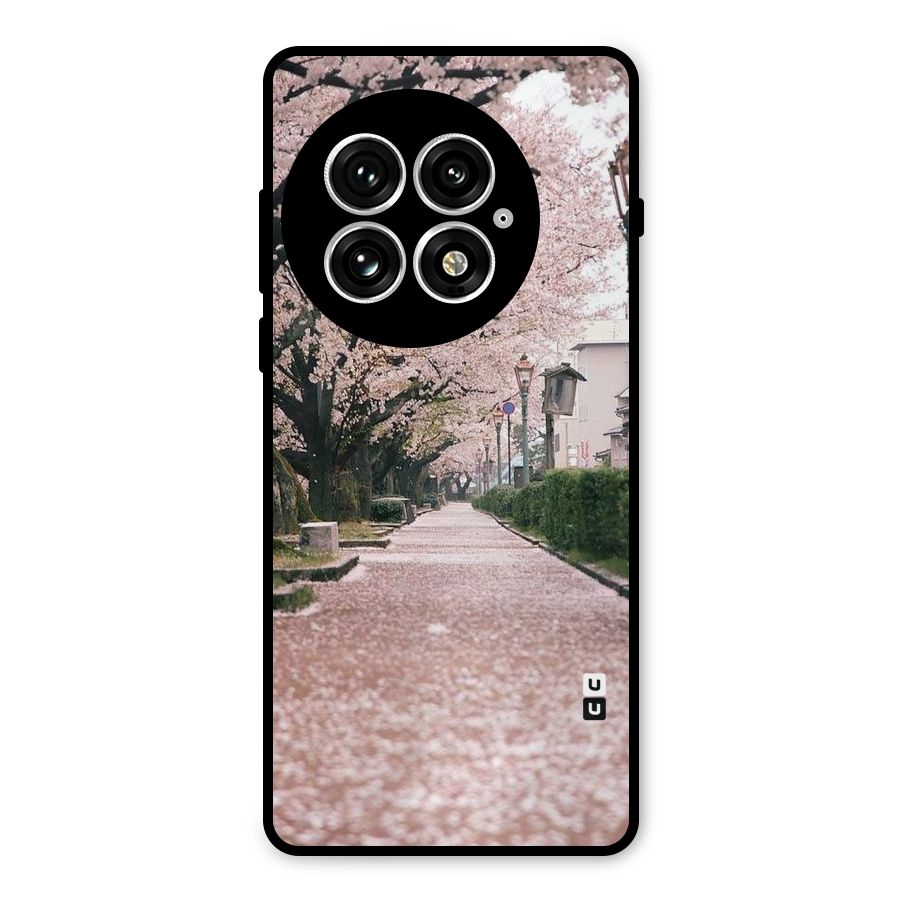 Street In Pink Flowers Metal Back Case for OnePlus 13