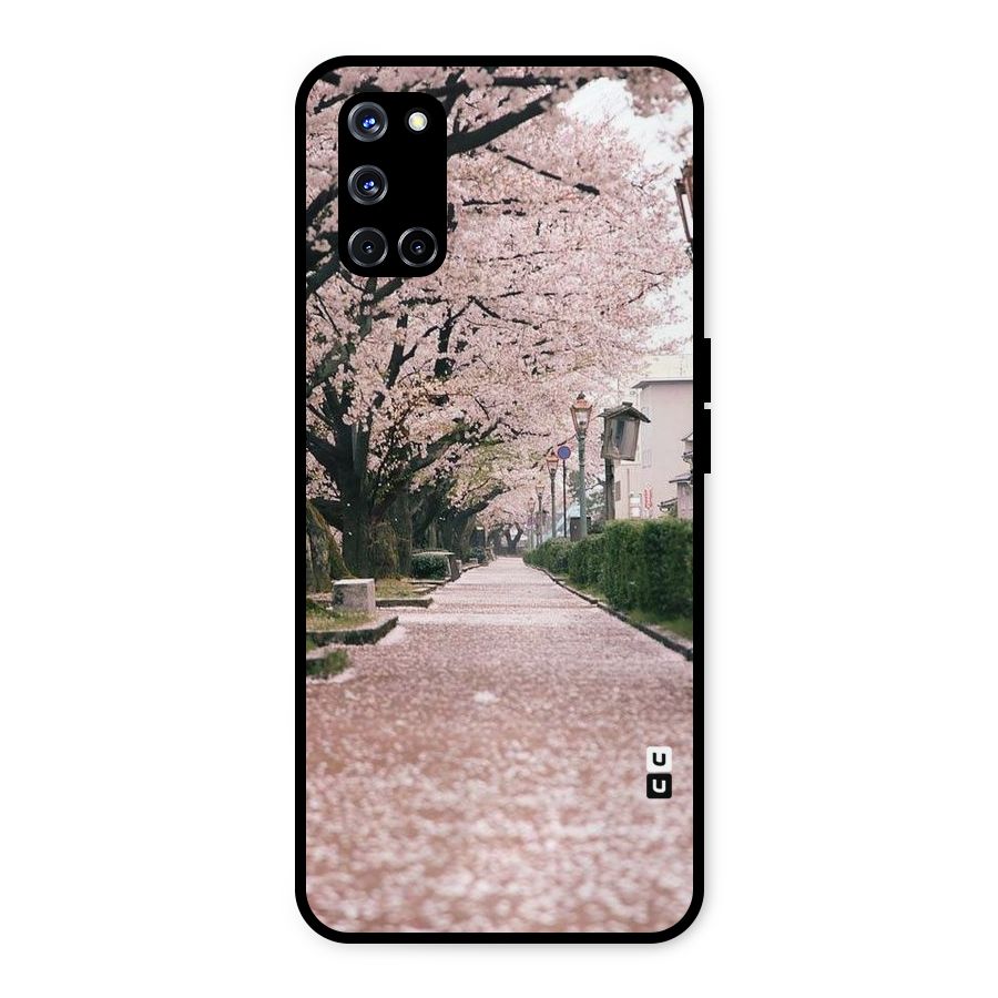 Street In Pink Flowers Metal Back Case for Oppo A52