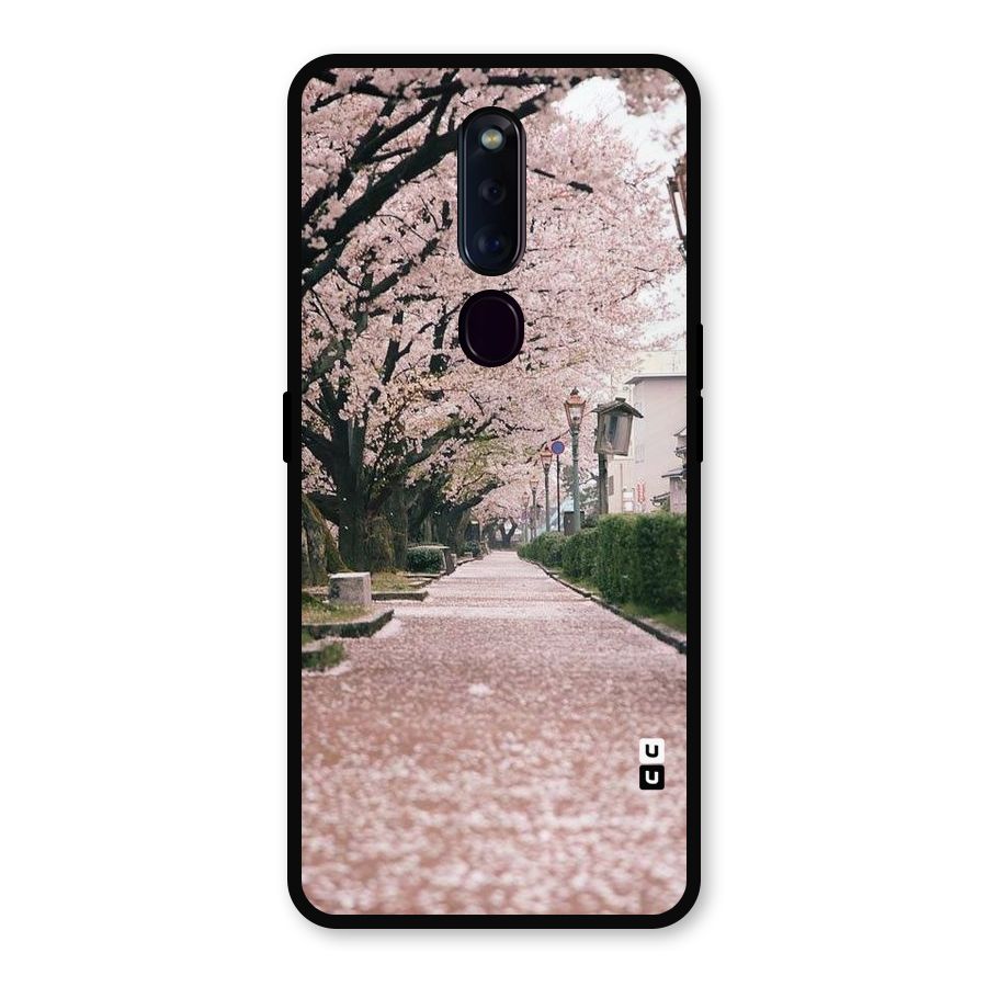 Street In Pink Flowers Metal Back Case for Oppo F11 Pro