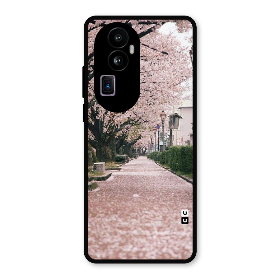 Street In Pink Flowers Metal Back Case for Oppo Reno10 Pro Plus
