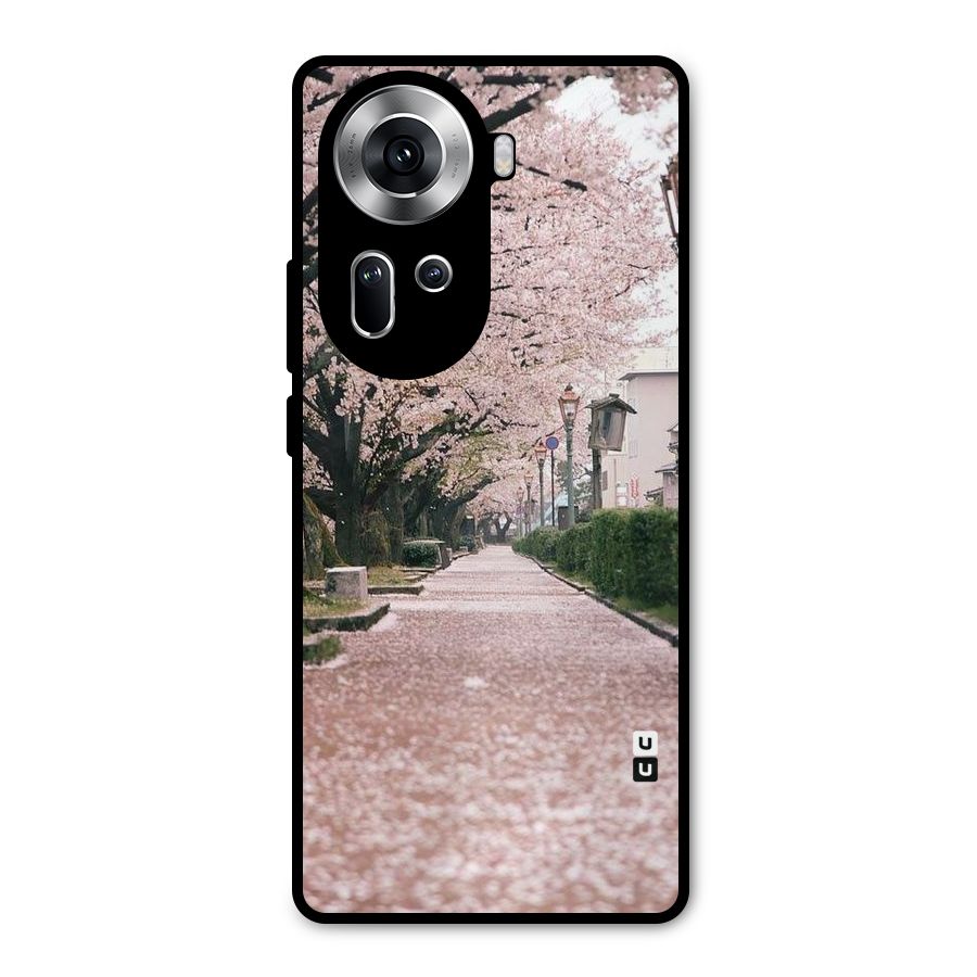 Street In Pink Flowers Metal Back Case for Oppo Reno11 5G