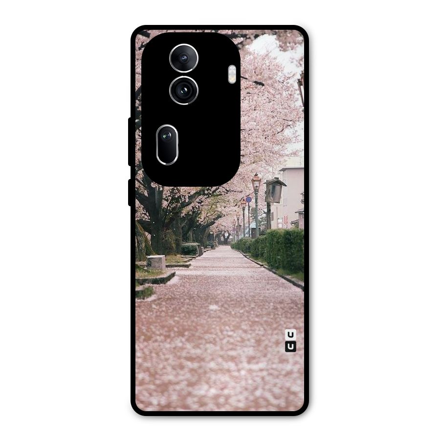 Street In Pink Flowers Metal Back Case for Oppo Reno11 Pro 5G