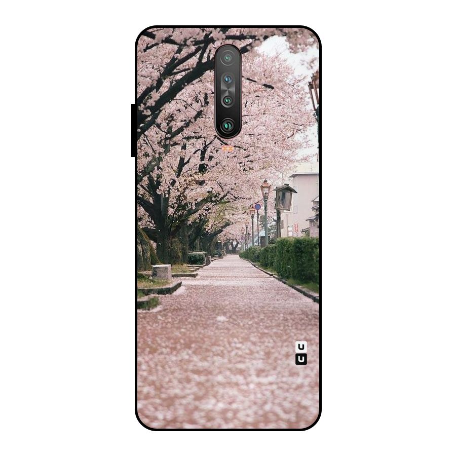 Street In Pink Flowers Metal Back Case for Poco X2