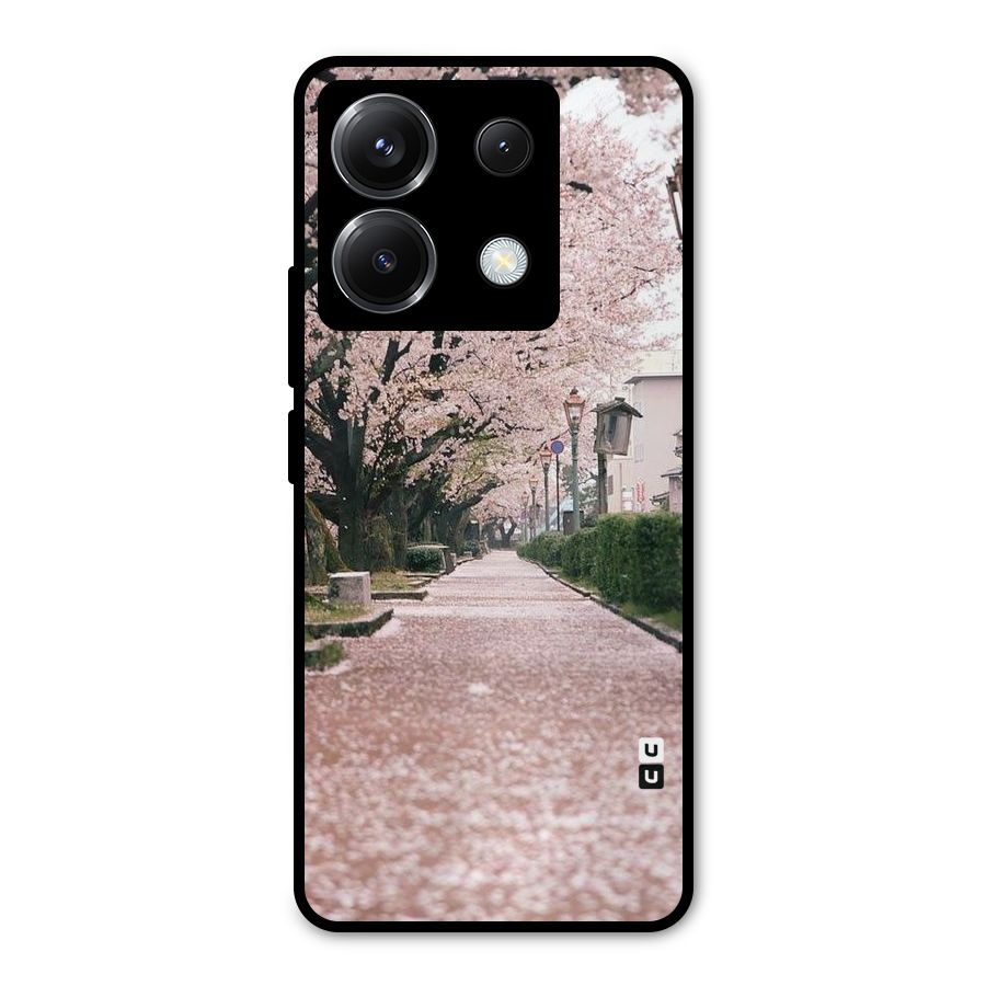 Street In Pink Flowers Metal Back Case for Poco X6