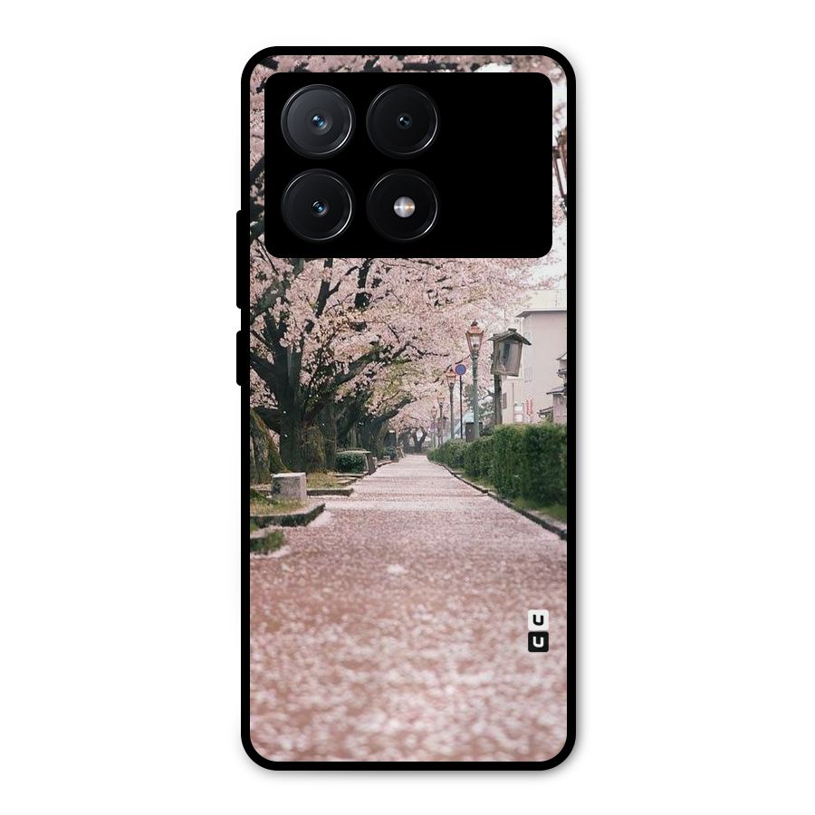 Street In Pink Flowers Metal Back Case for Poco X6 Pro
