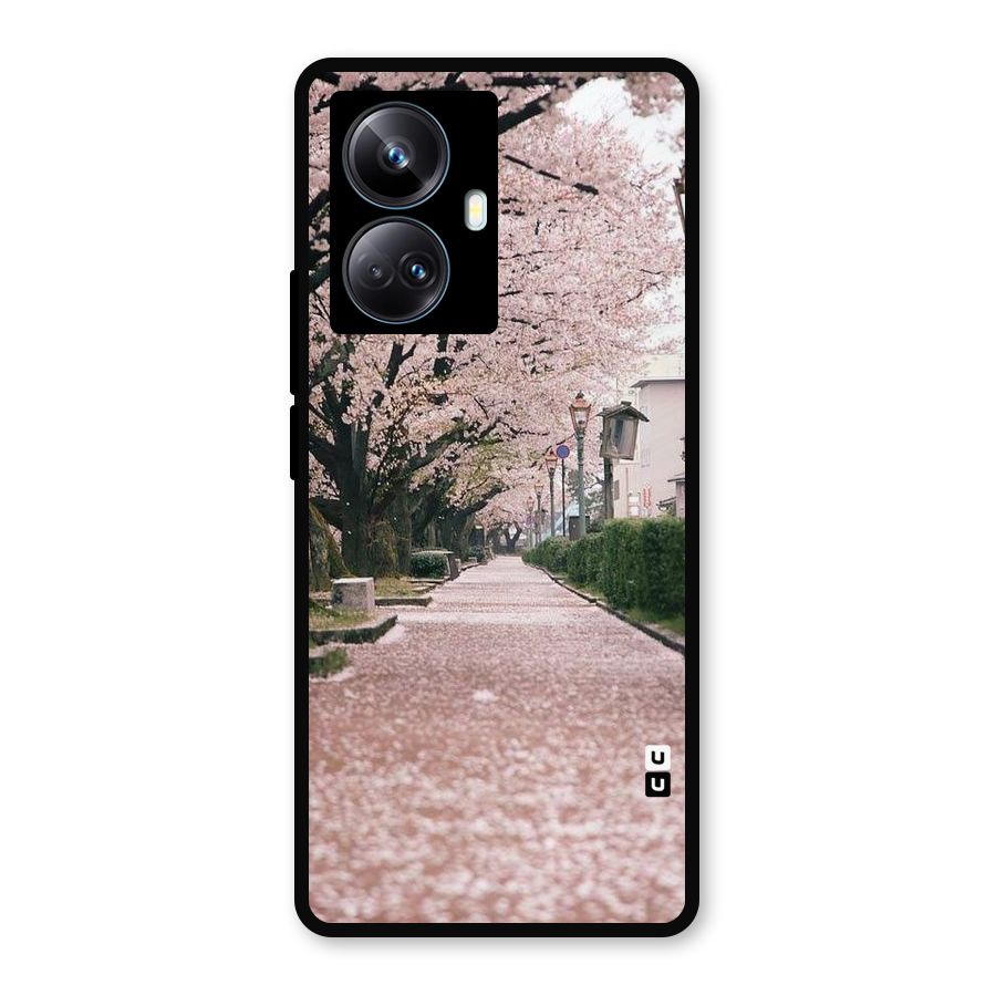 Street In Pink Flowers Metal Back Case for Realme 10 Pro Plus