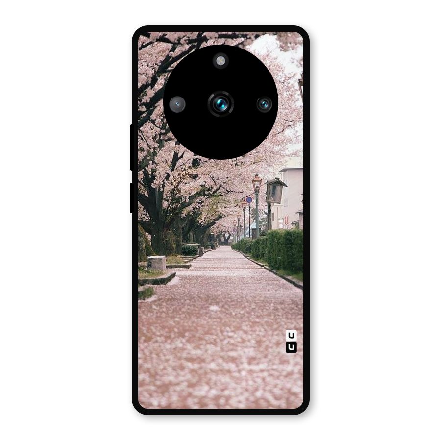 Street In Pink Flowers Metal Back Case for Realme 11 Pro