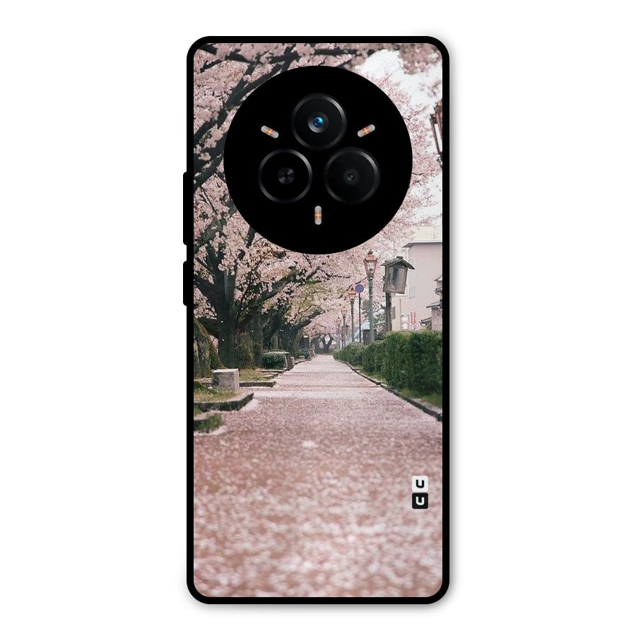 Street In Pink Flowers Metal Back Case for Realme 14 Pro Plus
