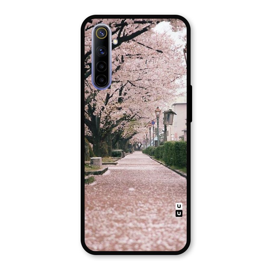 Street In Pink Flowers Metal Back Case for Realme 6