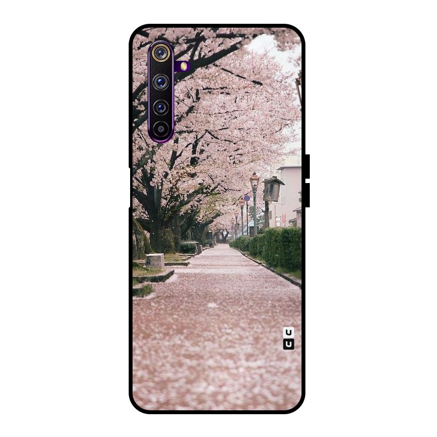 Street In Pink Flowers Metal Back Case for Realme 6 Pro