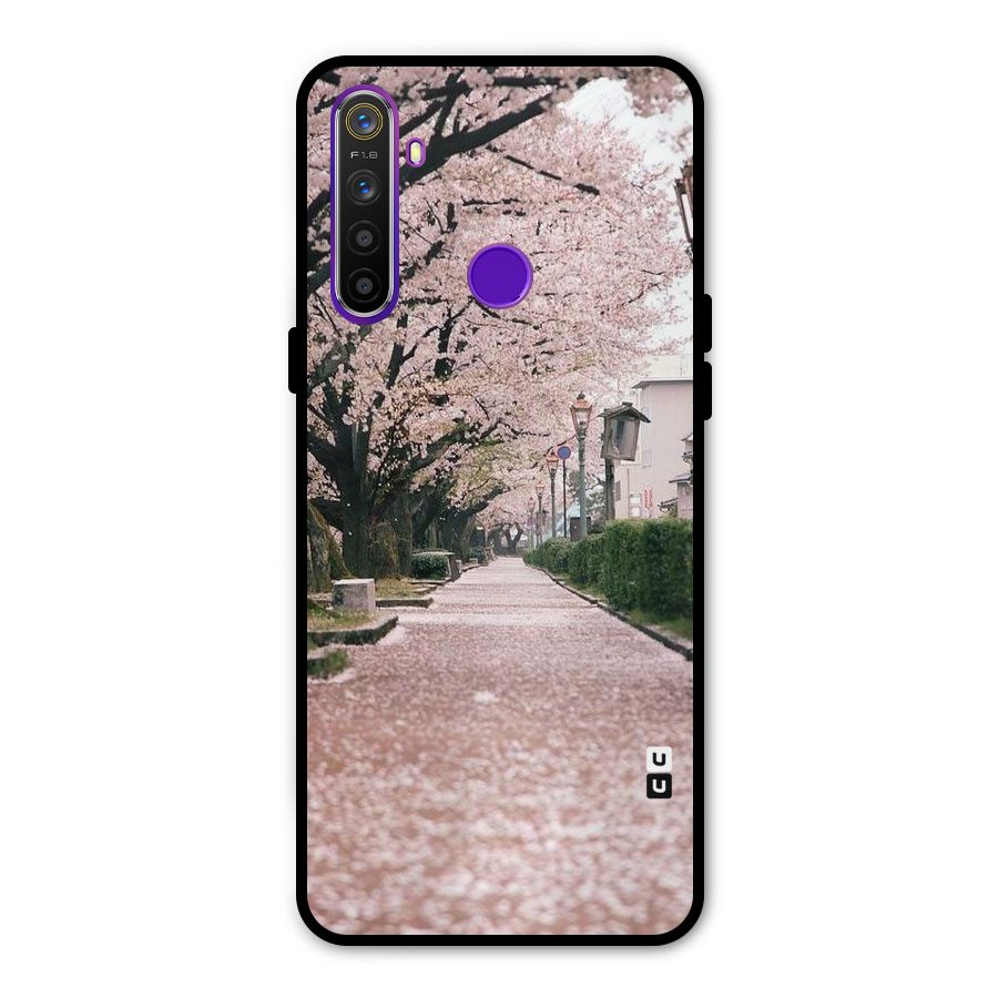 Street In Pink Flowers Metal Back Case for Realme Narzo 10