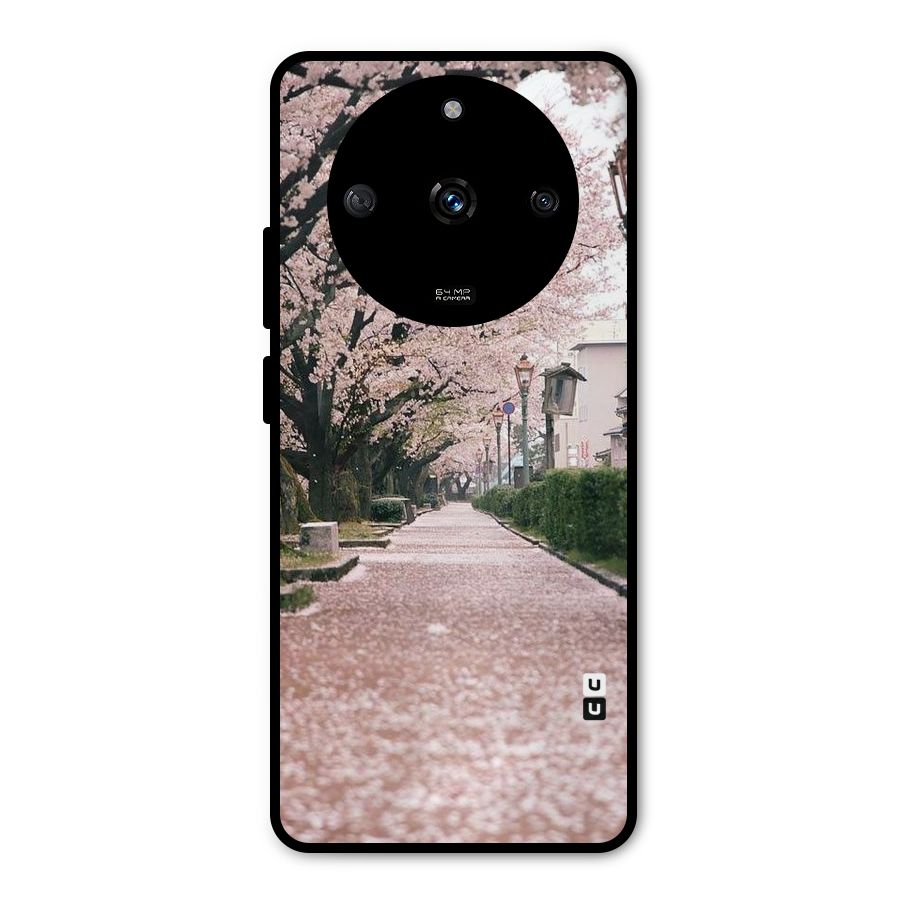 Street In Pink Flowers Metal Back Case for Realme Narzo 60 5G