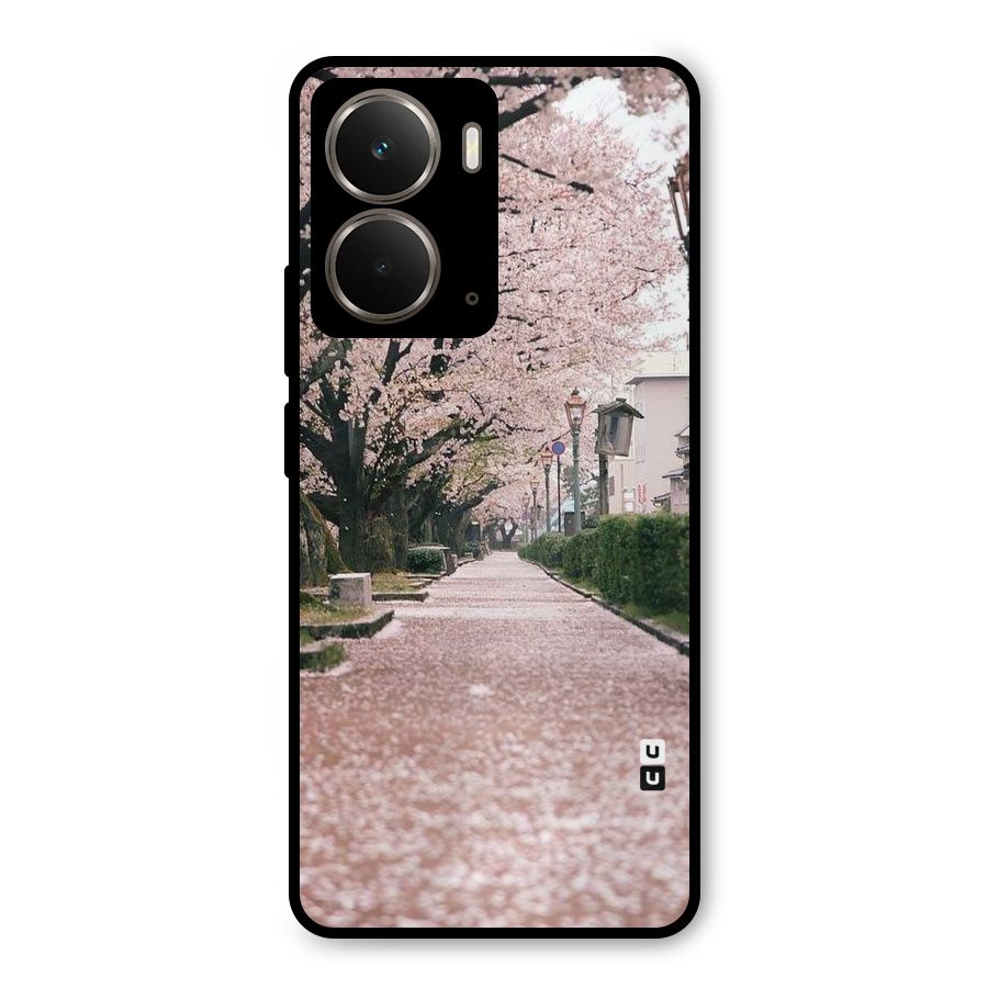 Street In Pink Flowers Metal Back Case for Realme P3