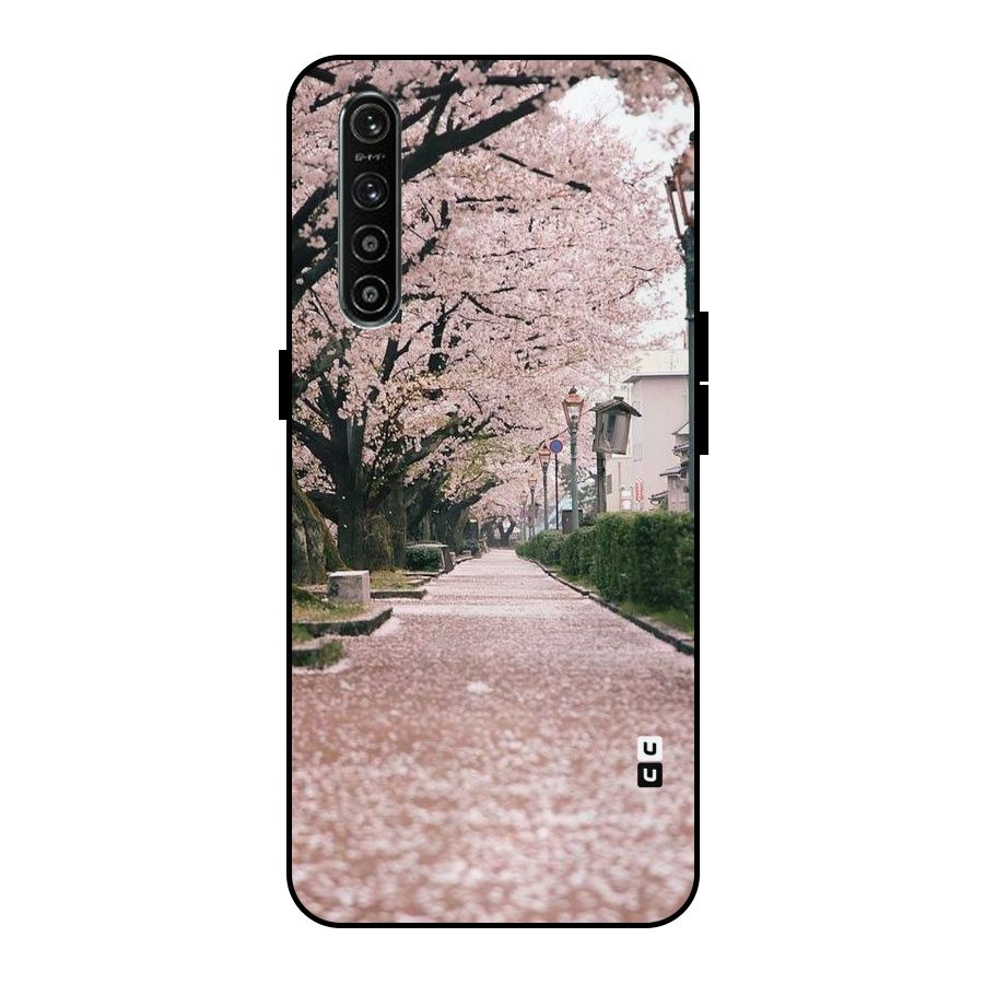 Street In Pink Flowers Metal Back Case for Realme XT