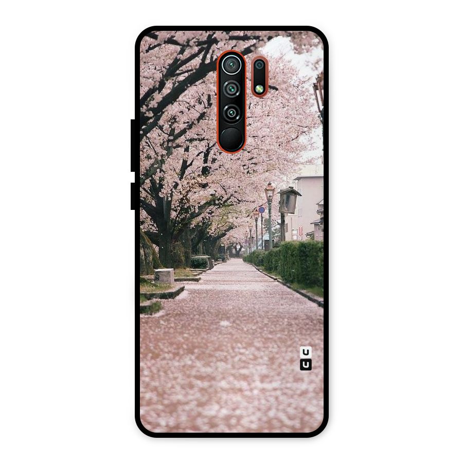 Street In Pink Flowers Metal Back Case for Redmi 9 Prime