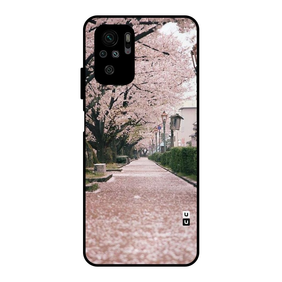 Street In Pink Flowers Metal Back Case for Redmi Note 10S