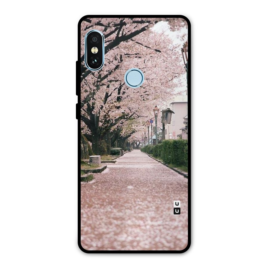 Street In Pink Flowers Metal Back Case for Redmi Note 5 Pro