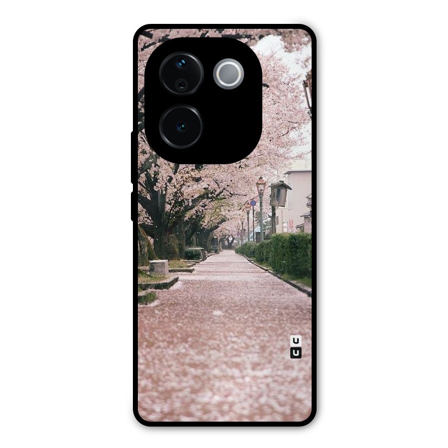 Street In Pink Flowers Metal Back Case for Vivo T3 Pro