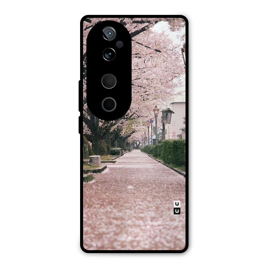 Street In Pink Flowers Metal Back Case for Vivo T3 Ultra