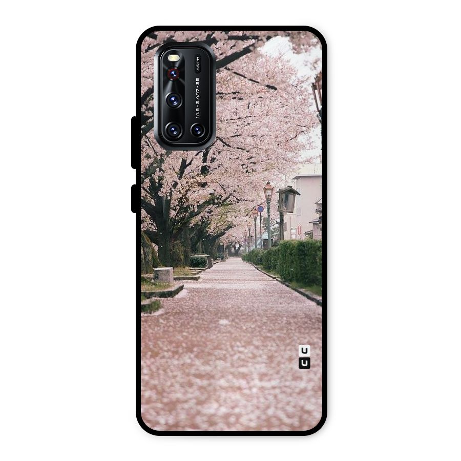 Street In Pink Flowers Metal Back Case for Vivo V19
