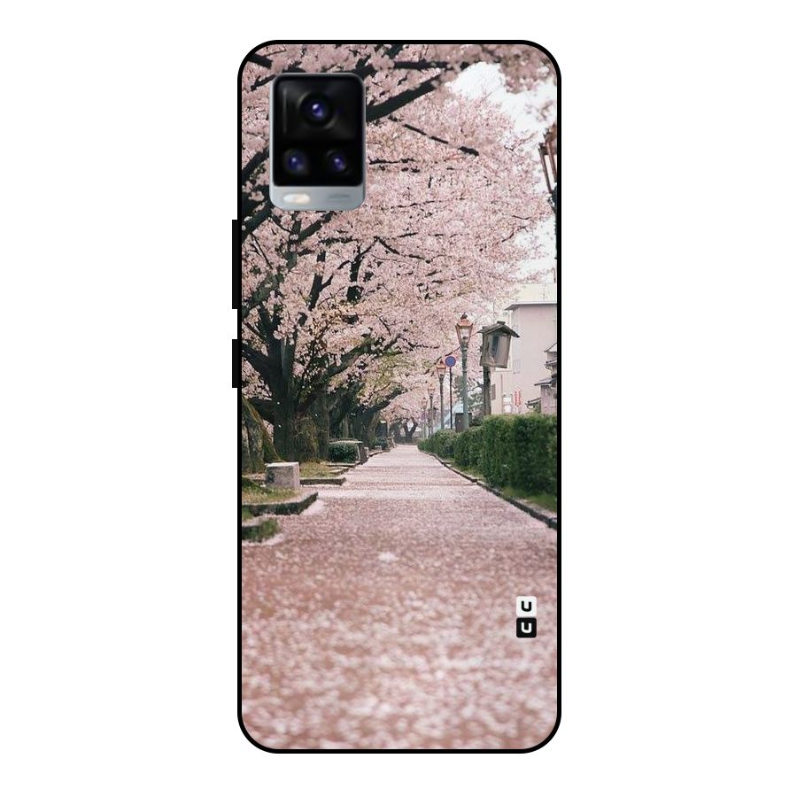 Street In Pink Flowers Metal Back Case for Vivo V20 2021