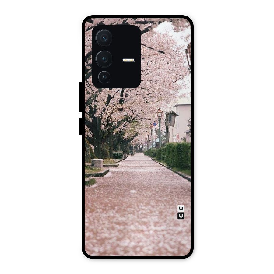 Street In Pink Flowers Metal Back Case for Vivo V23 5G