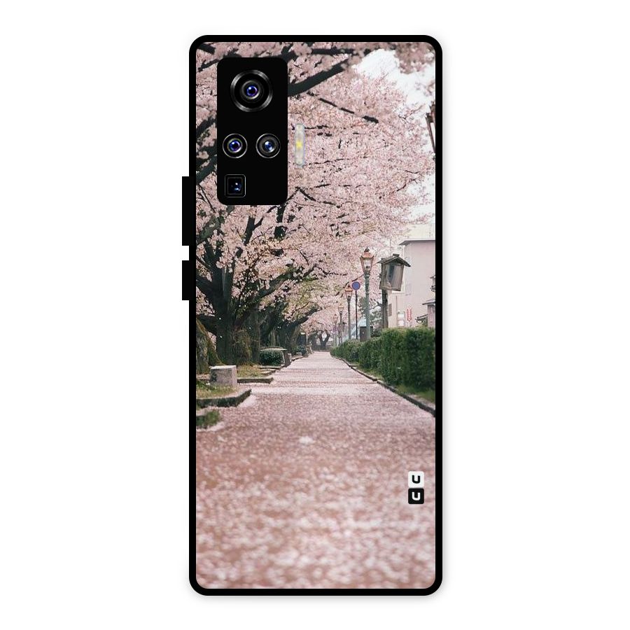 Street In Pink Flowers Metal Back Case for Vivo X50 Pro