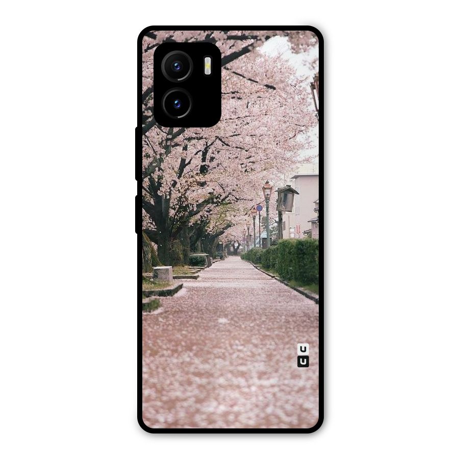 Street In Pink Flowers Metal Back Case for Vivo Y15s