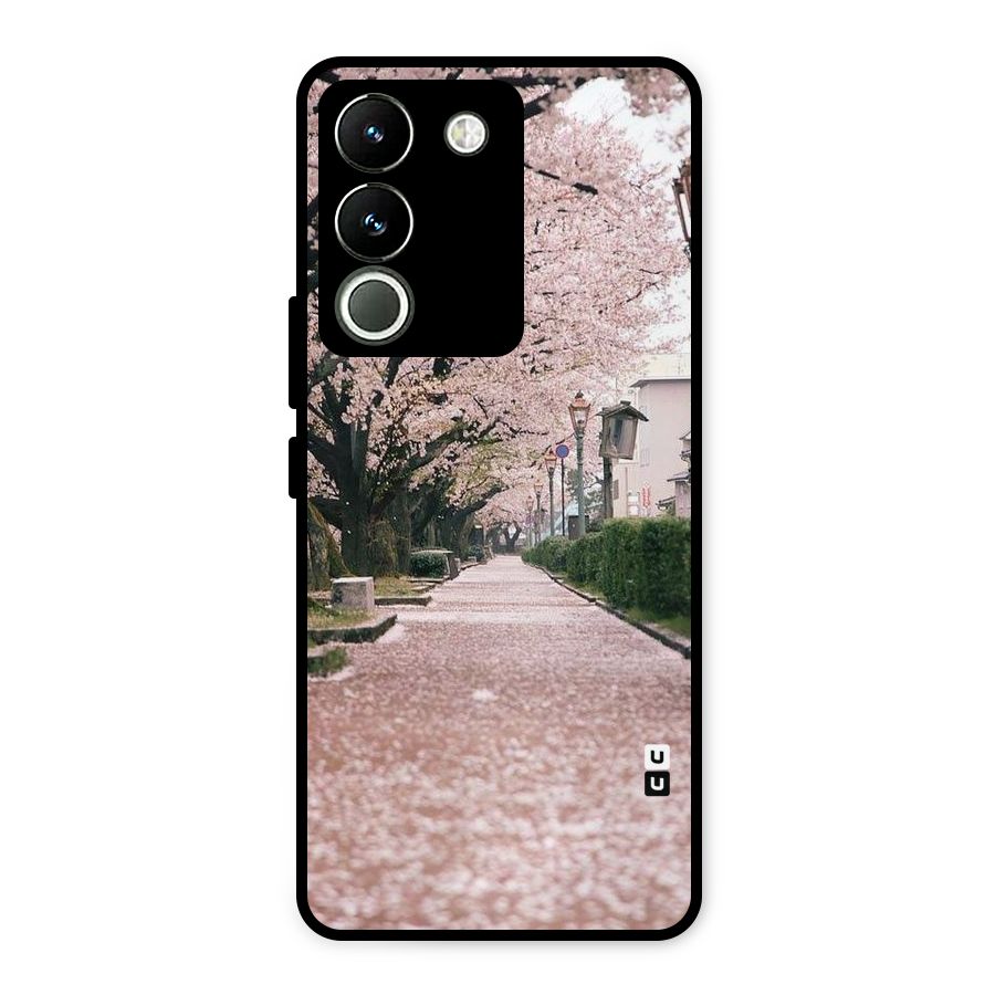 Street In Pink Flowers Metal Back Case for Vivo Y200