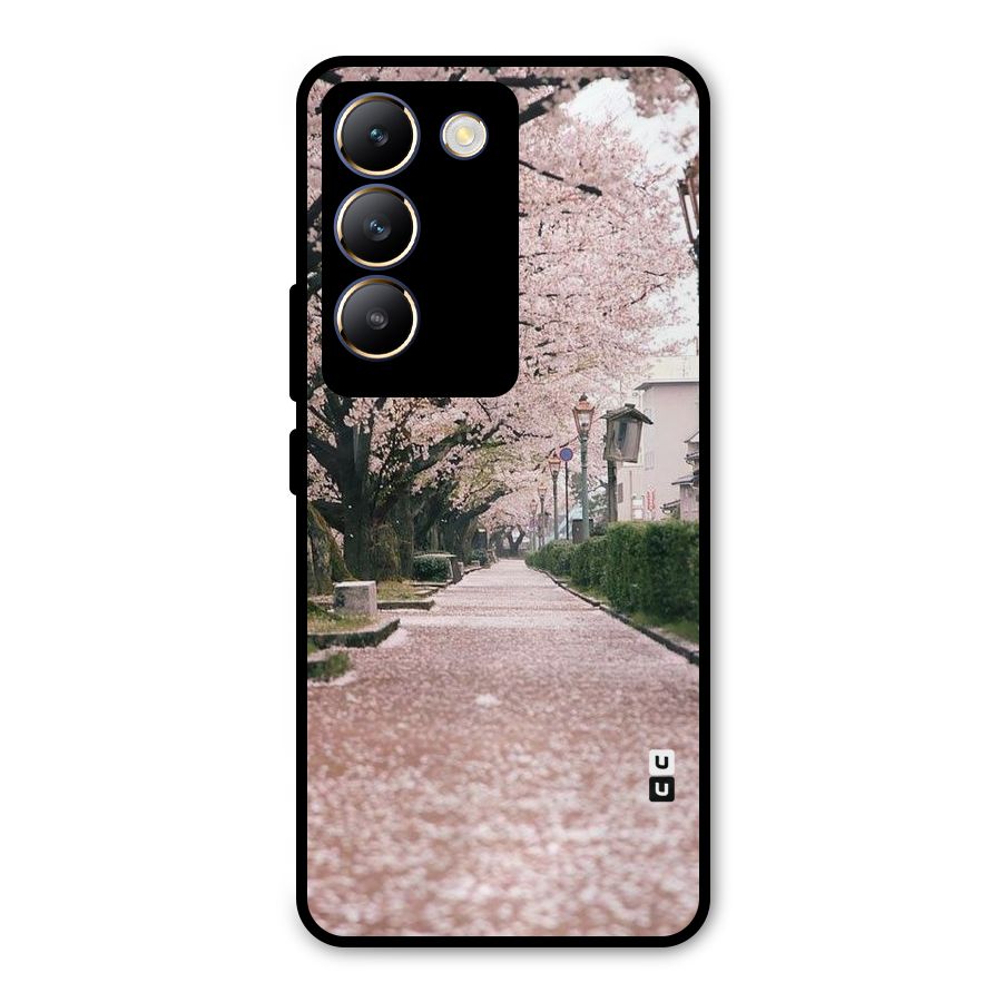 Street In Pink Flowers Metal Back Case for Vivo Y200e