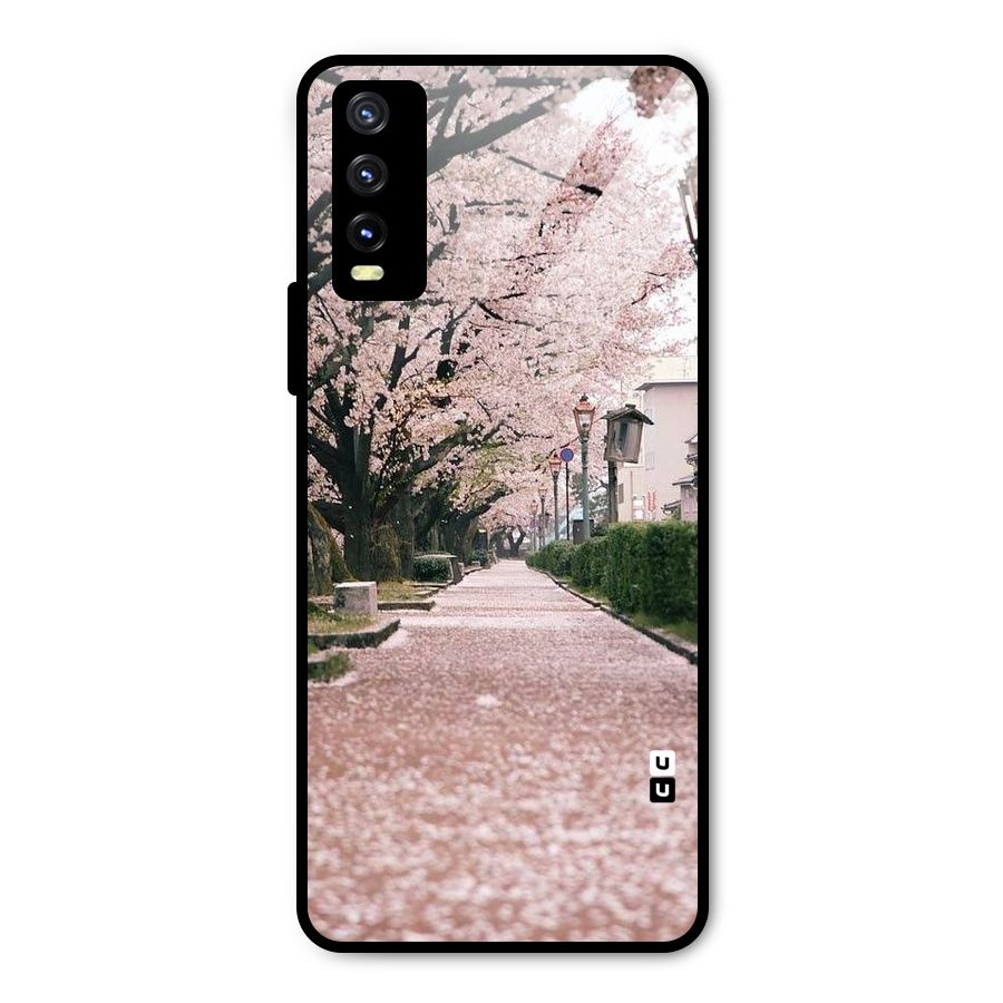 Street In Pink Flowers Metal Back Case for Vivo Y20g