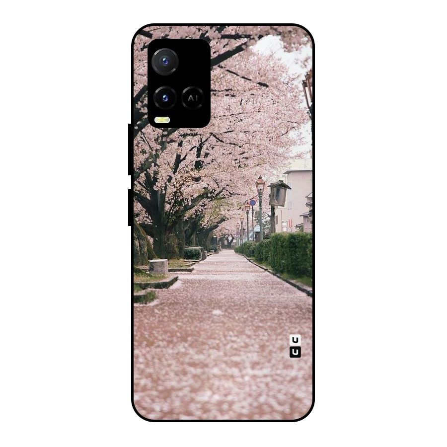 Street In Pink Flowers Metal Back Case for Vivo Y21T
