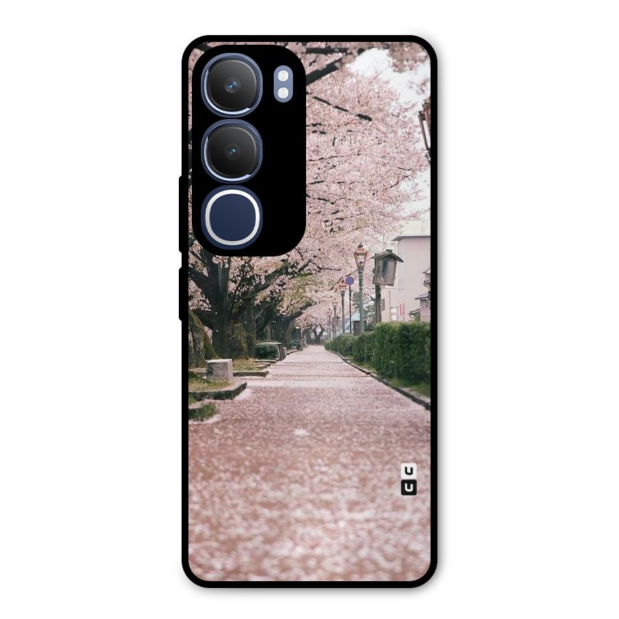 Street In Pink Flowers Metal Back Case for Vivo Y29