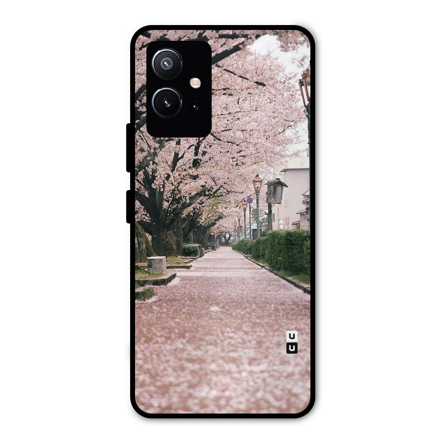 Street In Pink Flowers Metal Back Case for Vivo Y75 5G