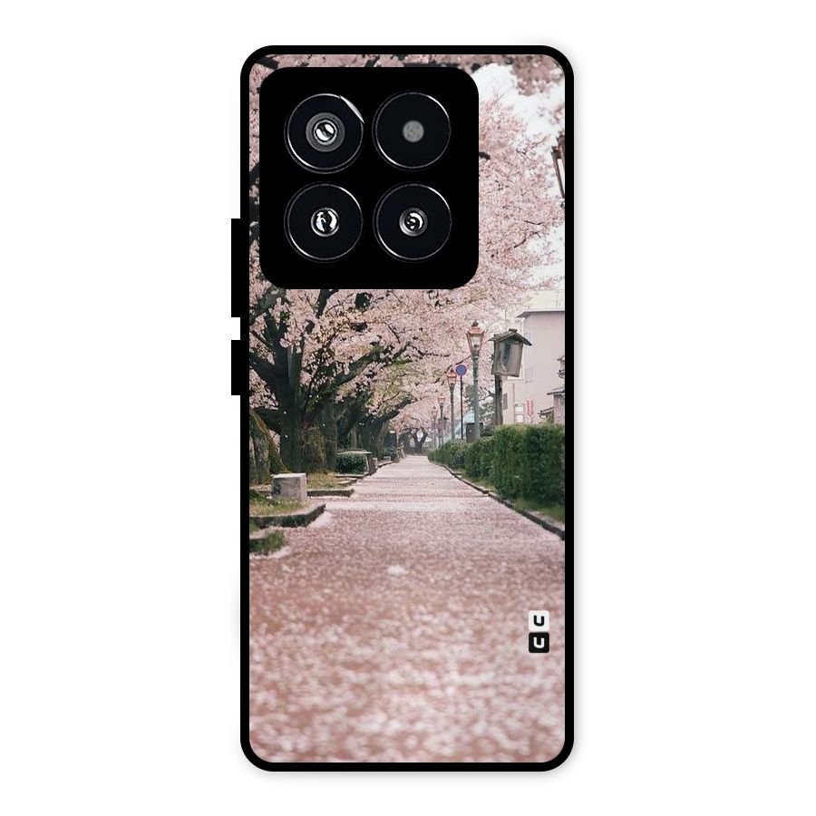 Street In Pink Flowers Metal Back Case for Xiaomi 14 Pro