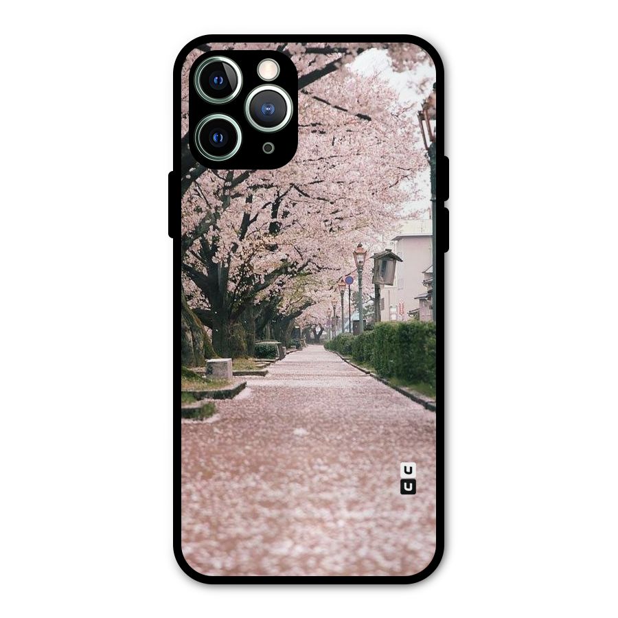 Street In Pink Flowers Metal Back Case for iPhone 11 Pro Max
