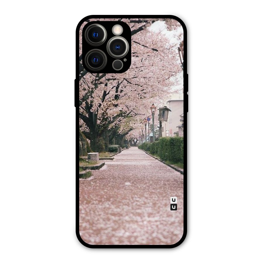 Street In Pink Flowers Metal Back Case for iPhone 12 Pro Max