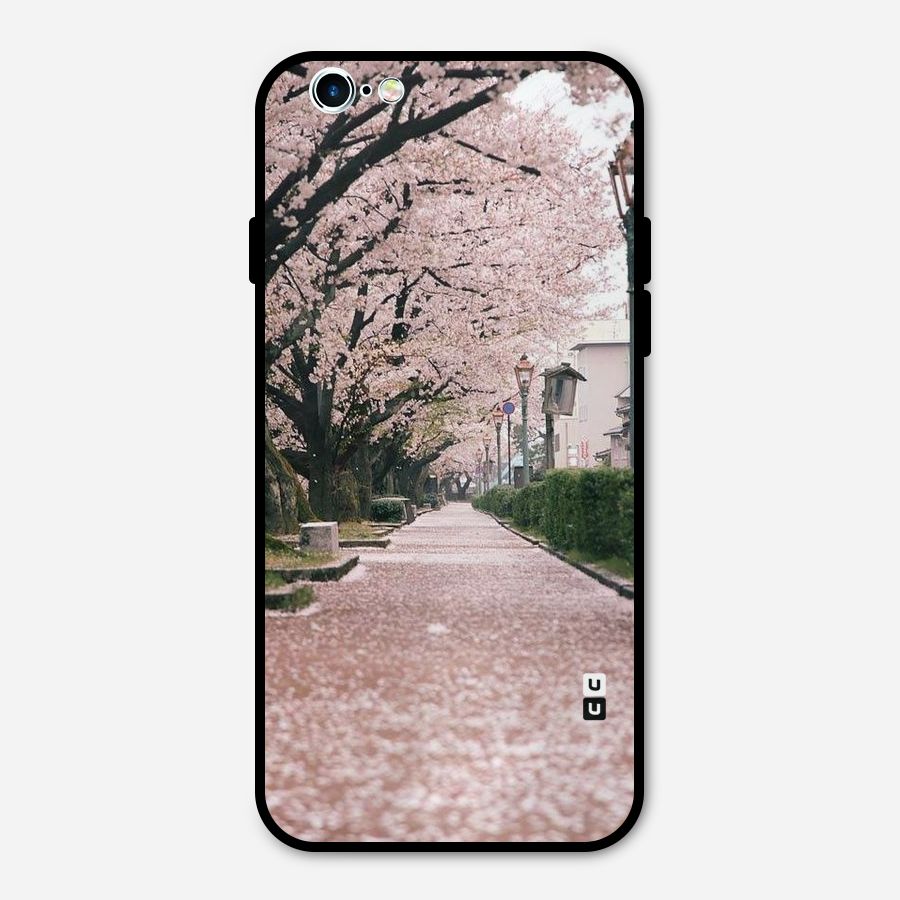 Street In Pink Flowers Metal Back Case for iPhone 6 6s
